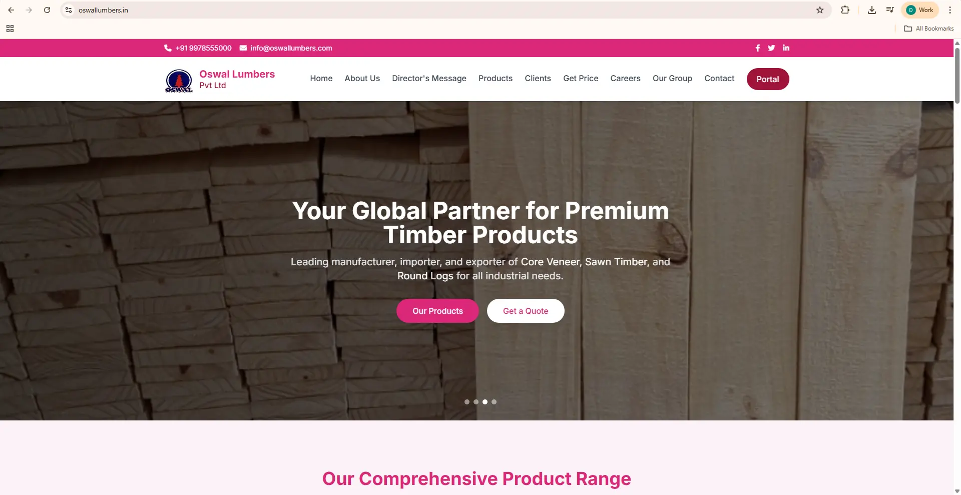 Oswal Lumbers Pvt Ltd Website Screenshot